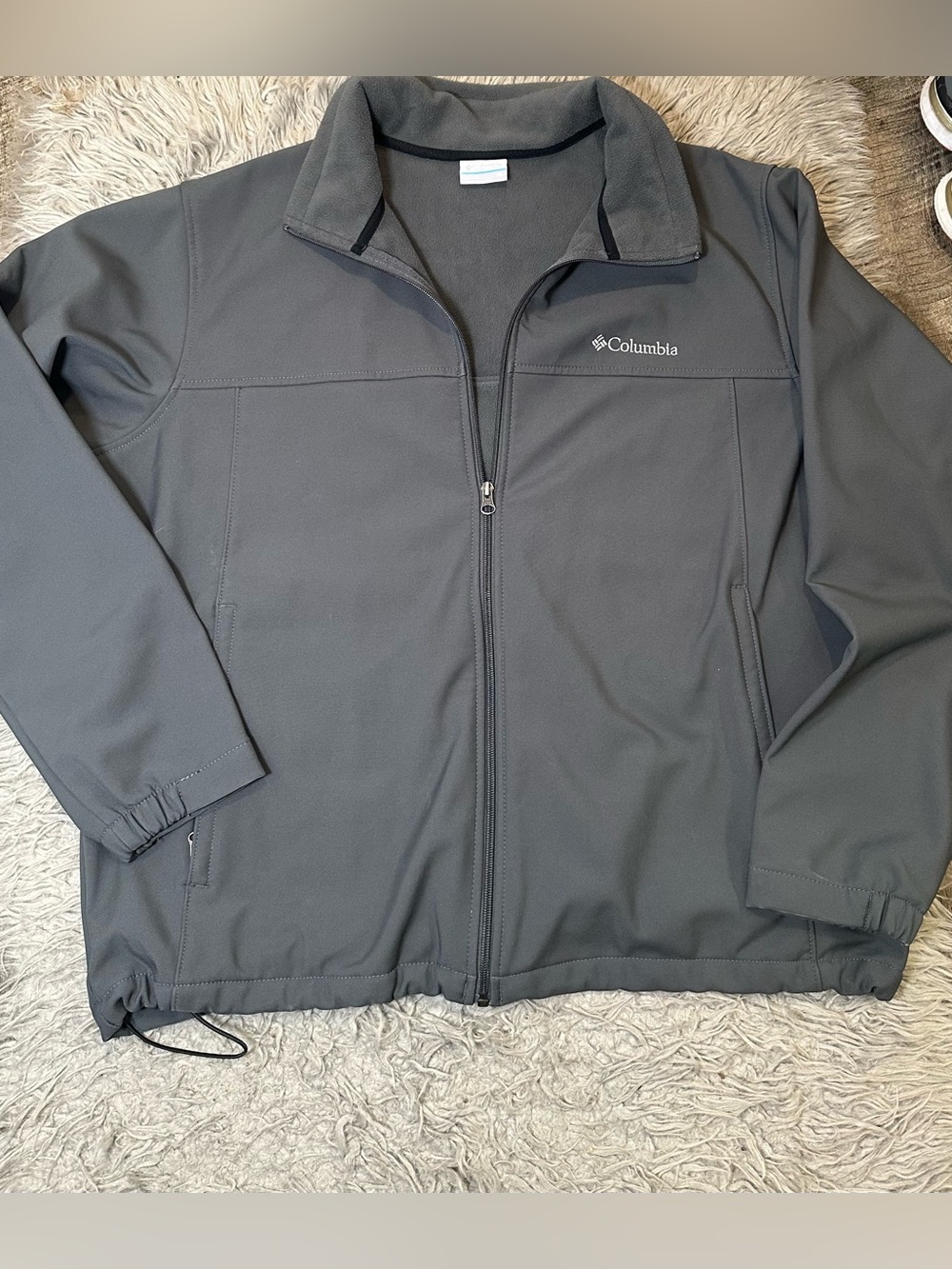 Columbia Women’s XL Gray Softshell Jacket Fleece Lined Full Zip Outdoor Pockets